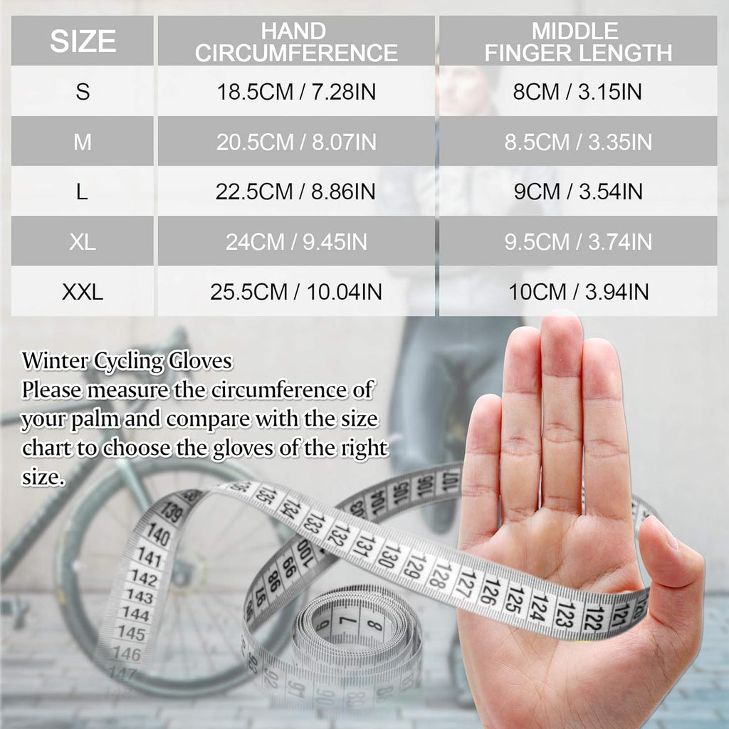 Winter Cycling Gloves Touchscreen Warm Gloves Windproof & Waterproof Gloves for Cycling, Skiing Running Outdoor Sports. Suits Men & Women (Black, XXL)