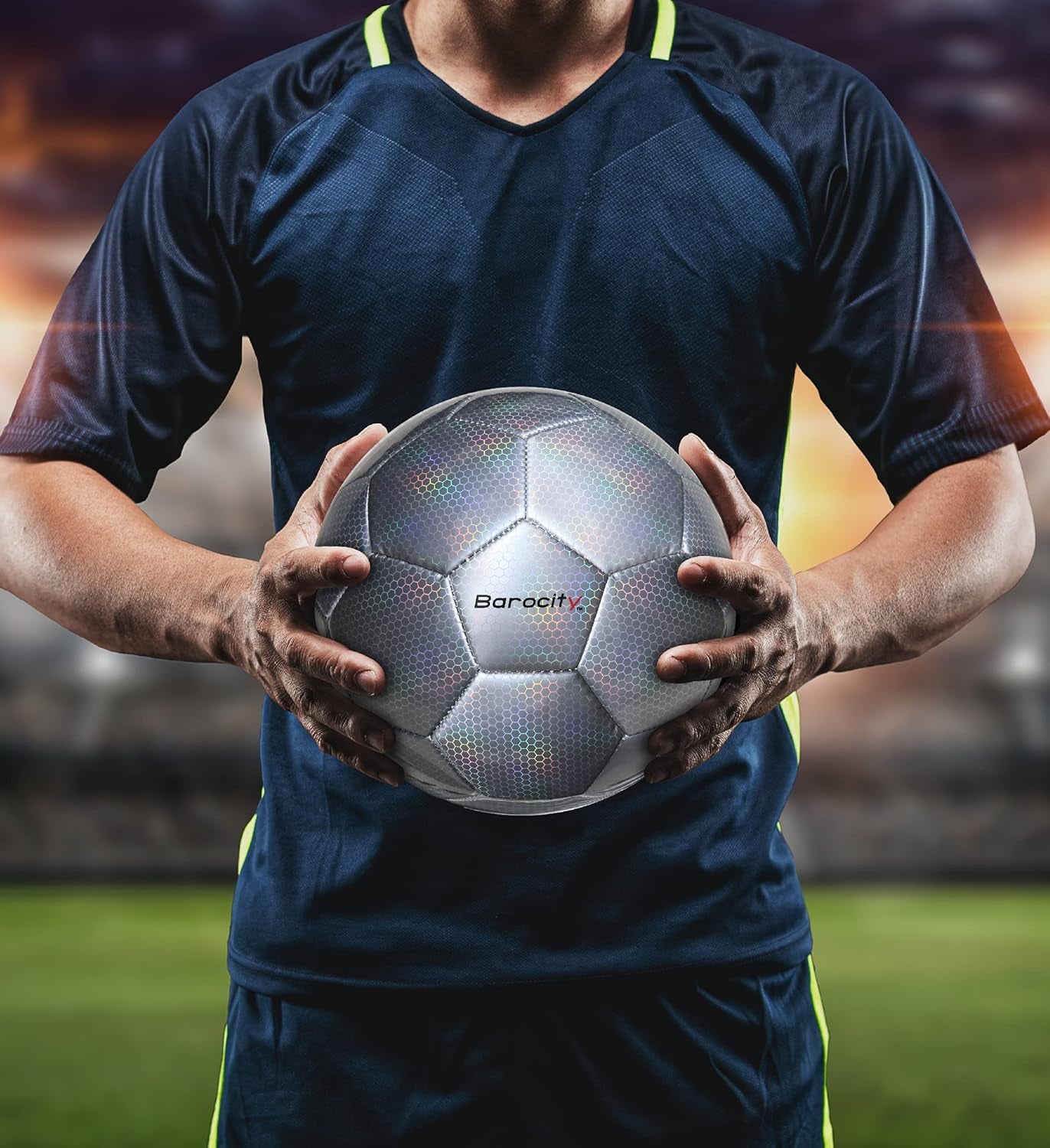 Soccer Ball - Premium Boy and Girl Official Match Ball with Cool Reflective Iridescent Rainbow Hex Pattern, Durable, Indoor, Outdoor, Training, Practice, Playtime and Games