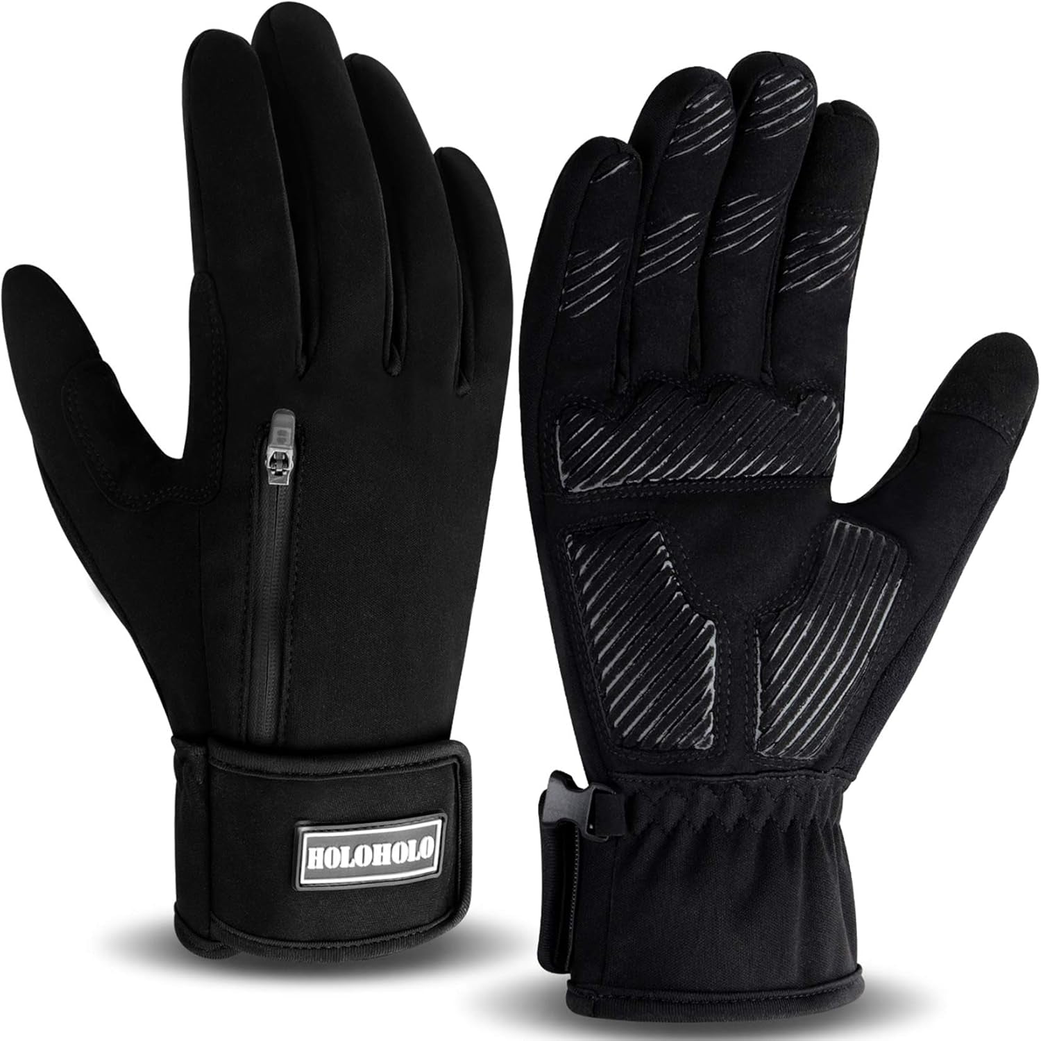 Winter Cycling Gloves Touchscreen Warm Gloves Windproof & Waterproof Gloves for Cycling, Skiing Running Outdoor Sports. Suits Men & Women (Black, XXL)