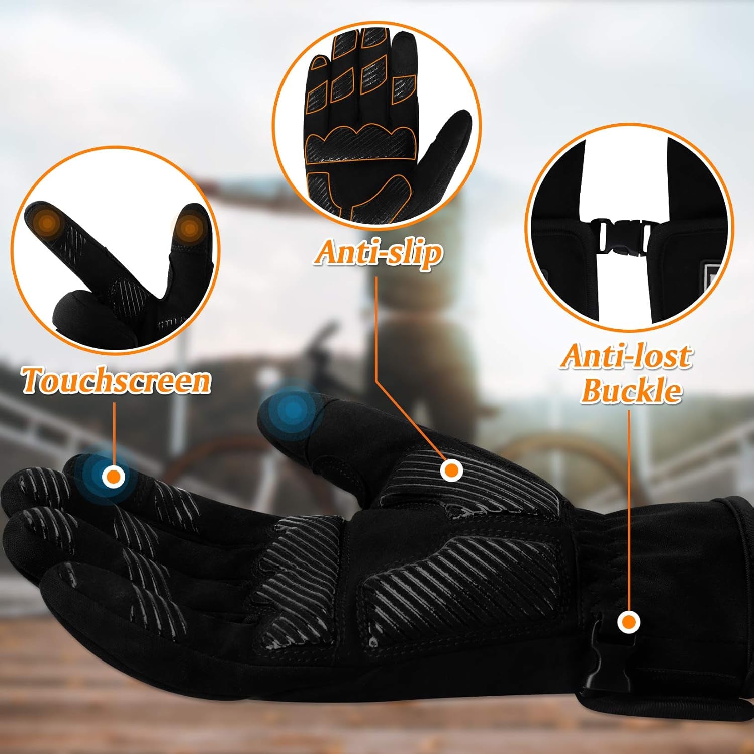 Winter Cycling Gloves Touchscreen Warm Gloves Windproof & Waterproof Gloves for Cycling, Skiing Running Outdoor Sports. Suits Men & Women (Black, XXL)